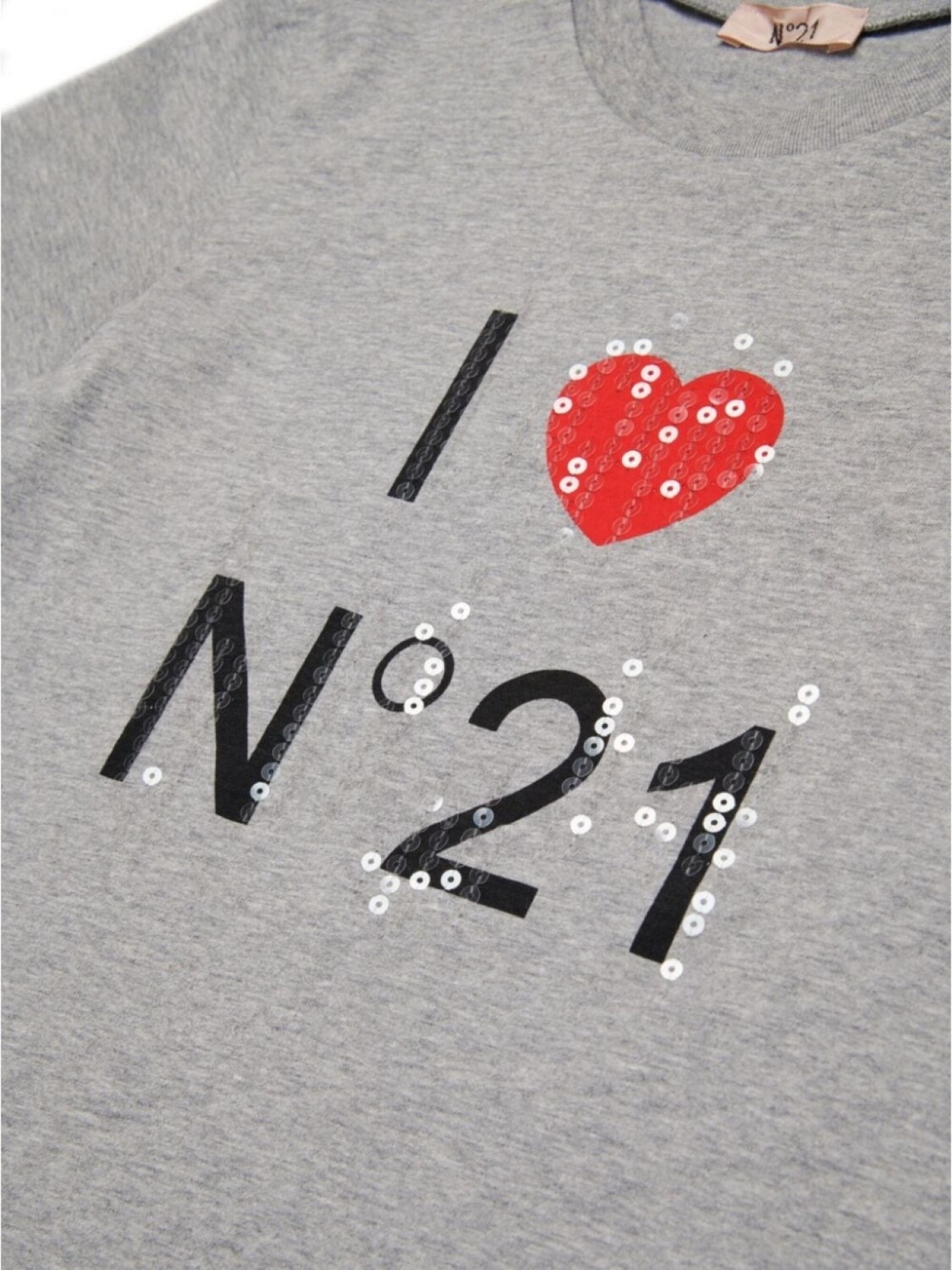 Nº21 Kids футболка из хлопка с пайетками, серый — фото 4