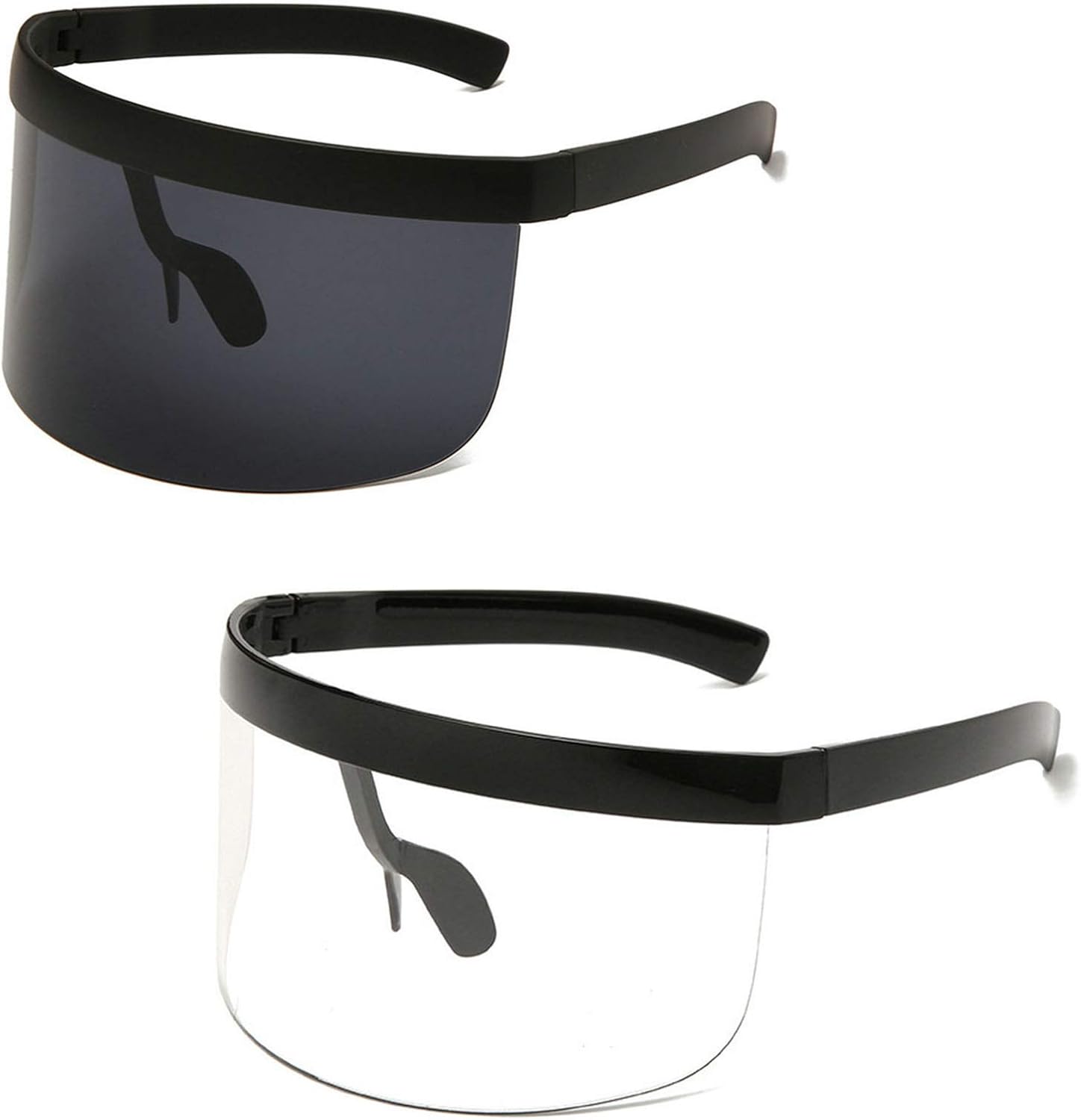 

laureles 2Pack Mix Футуристические солнцезащитные очки большого размера с козырьком для женщин, зеркальные очки с плоской верхней частью, песочного цвета, солнцезащитные очки для мужчин, Black Plian&black