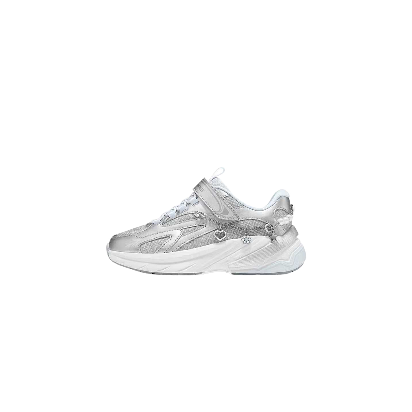 Детские дышащие низкие кроссовки для девочек Kids' Skechers, серебряный/multicolor/smlt