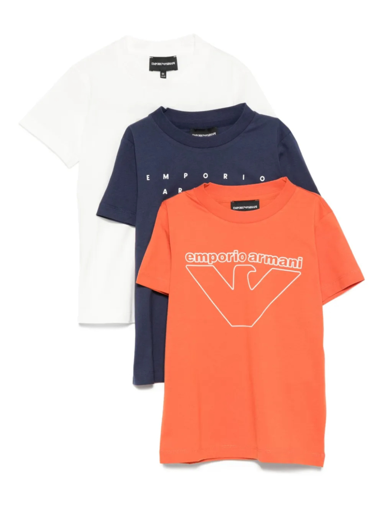 

Хлопковые футболки с логотипом Emporio Armani Kids (упаковка из трех штук), синий