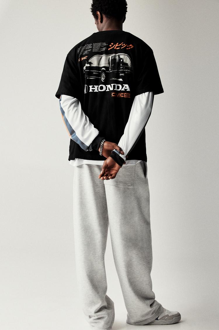 

Футболка с коротким рукавом Honda Pull And Bear, черный