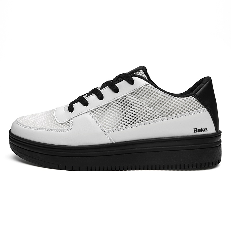 

BAKE Скользоустойчивые и дышащие мужские скейтерские кеды низкие White Black, цвет White Black
