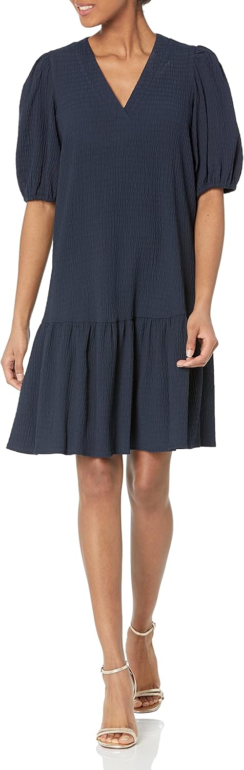 

Женское платье Tommy Hilfiger с рукавами-фонариками и эффектом ряби, Sky Captain