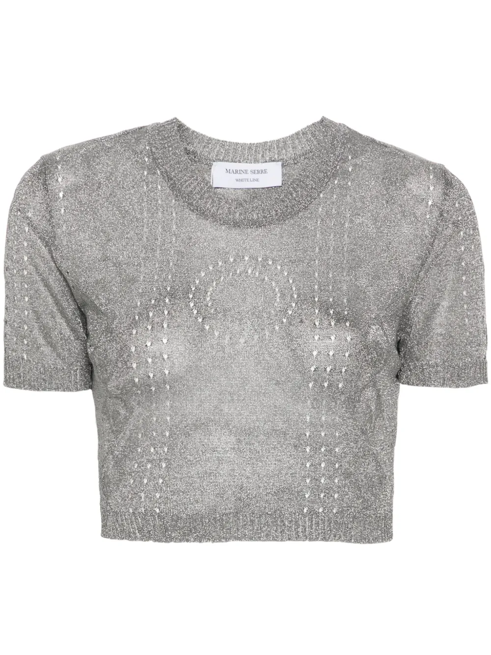 

Топ в рубчик с эффектом металлик Marine Serre, серебяный