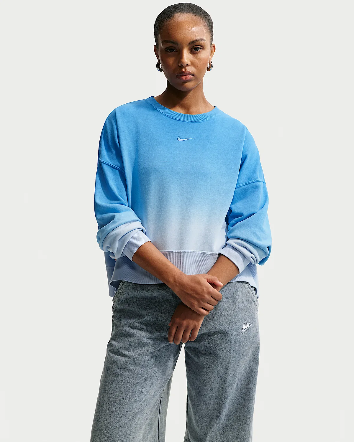 Женский оверсайз свитшот с круглым вырезом Nike Sportswear Phoenix Fleece, Hydrogen Blue/Light Photo Blue/Light Photo Blue — фото 3