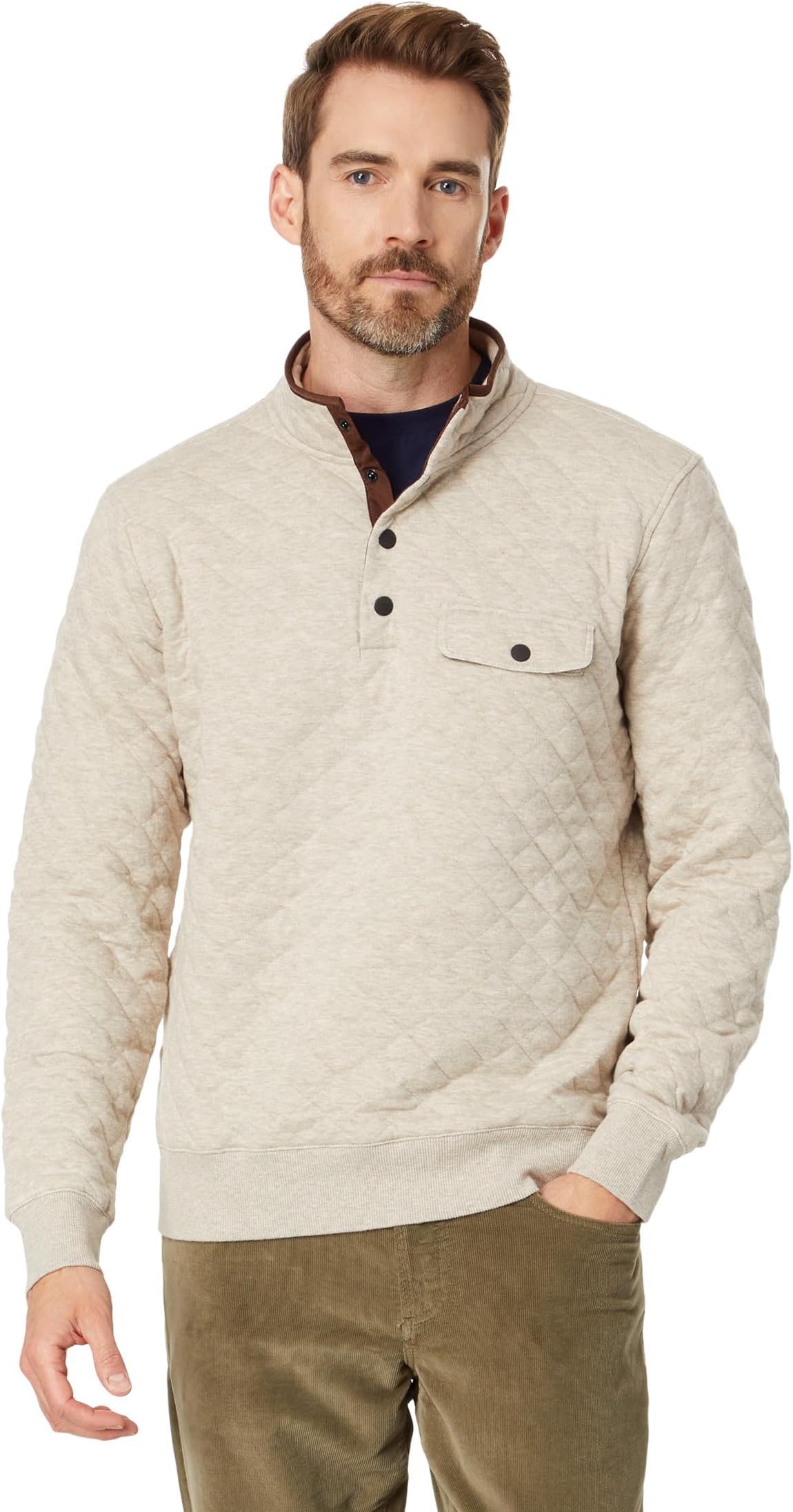 

Пуловер Faherty Epic Quilted Fleece Pullover, цвет Oatmeal Melange