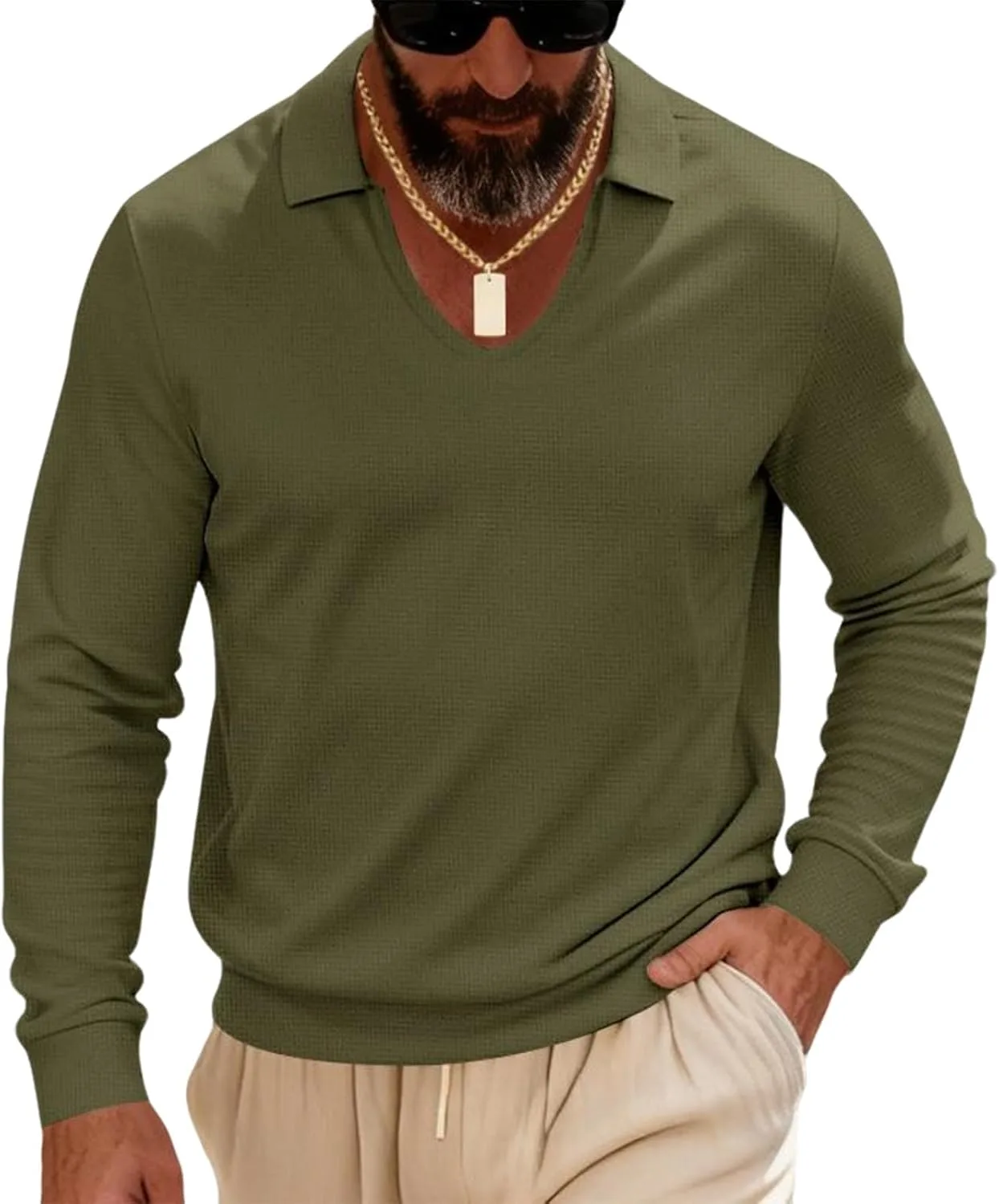 

Мужской свитер с длинным рукавом и воротником-лацканом