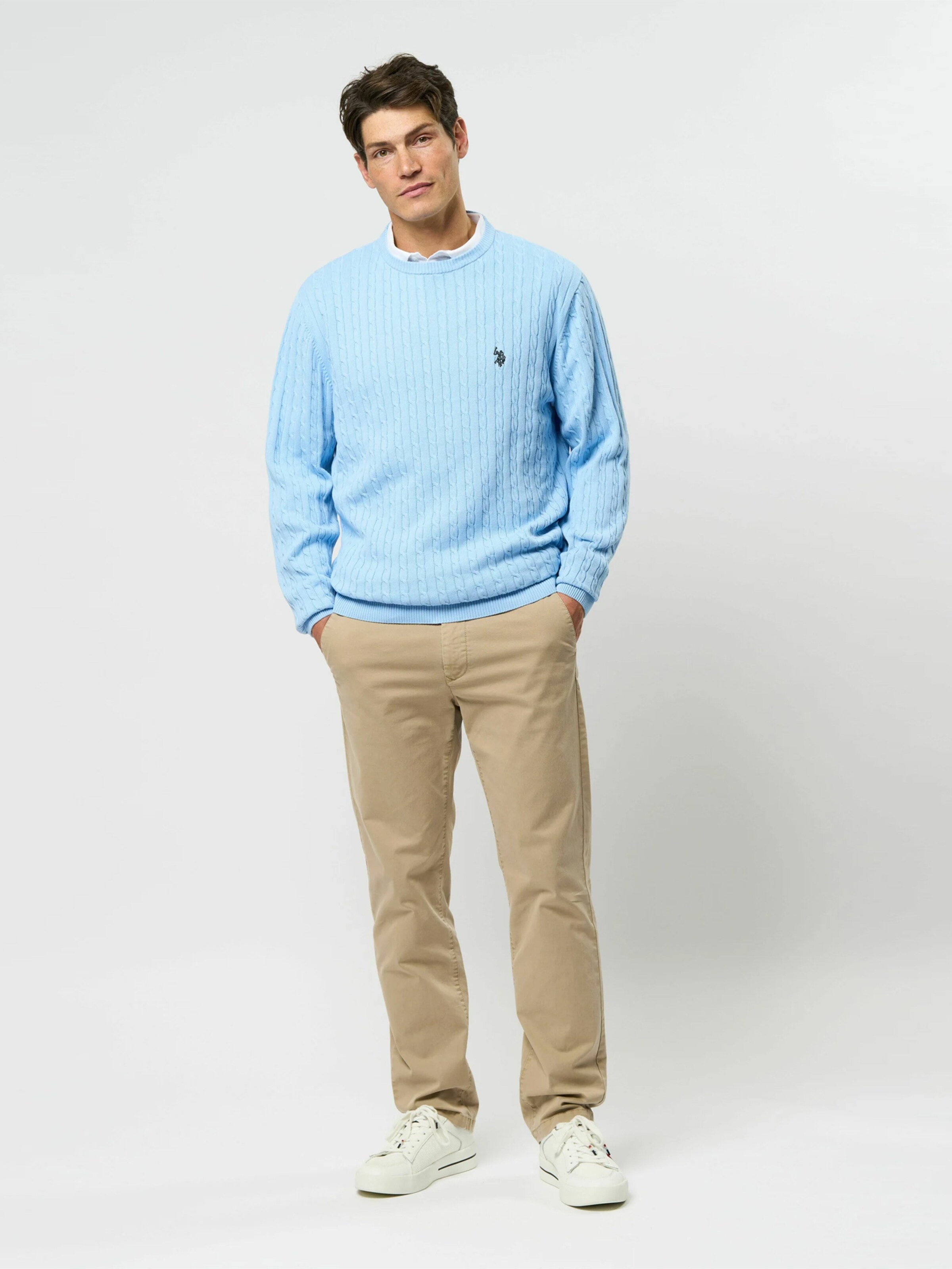 U.S. POLO ASSN. Свитер 'UMMads' в цвете Marine Blue, Light Blue — фото 4