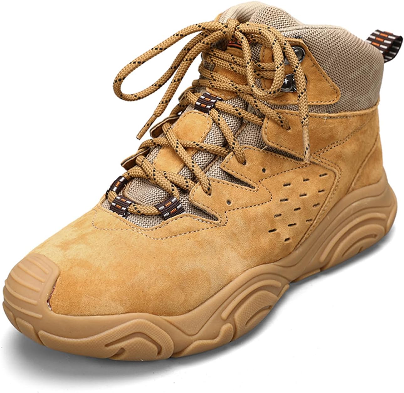 

Мужские замшевые кожаные ботинки на шнурках с платформой для походов, с круглым носком, массивные, средней высоты, с дышащей сетчатой подкладкой, легкие, для активного отдыха, альпинизма, походов, тактических задач и кемпинга Tengfeifly, желтый