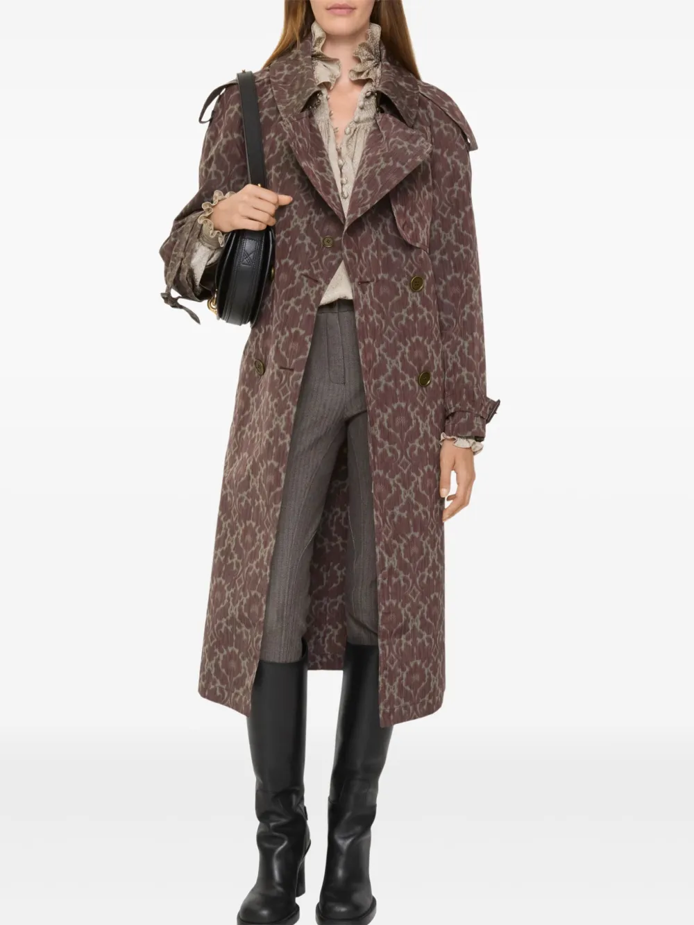 Тренч Burberry с поясом и принтом Baroque, коричневый — фото 2
