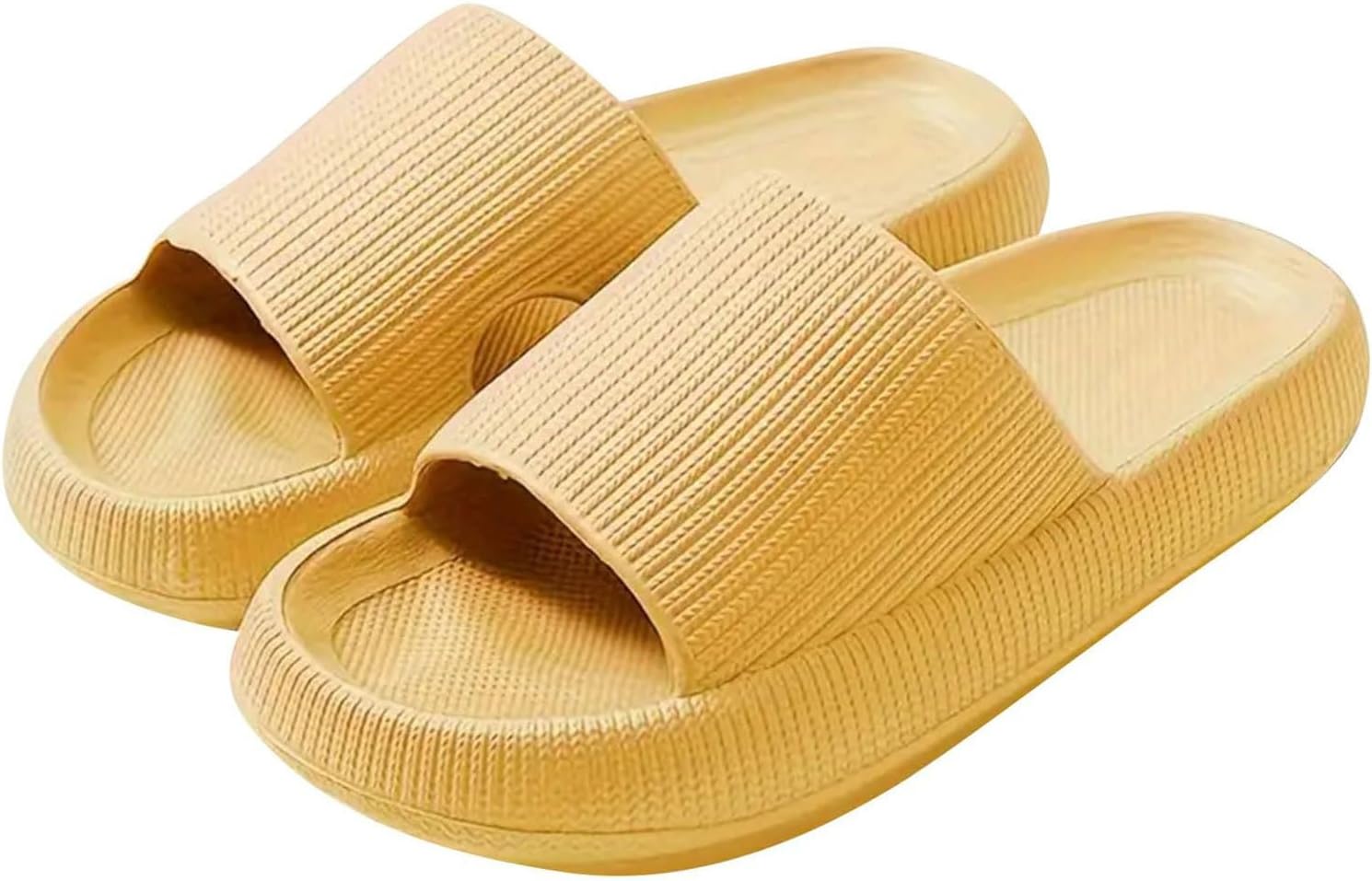 

Домашние тапочки Cloud Slippers для женщин и мужчин, мягкие тапочки из ЭВА, нескользящие быстросохнущие сандалии для душа, легкие и удобные сандалии с толстой подошвой для взрослых пар, для дома и улицы Generic, желтый