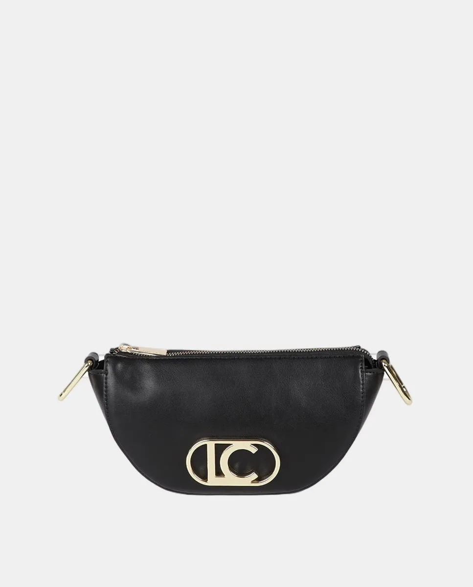 

Маленькая полумесяцеобразная сумка-бандо с овальным логотипом Lola Casademunt, черный