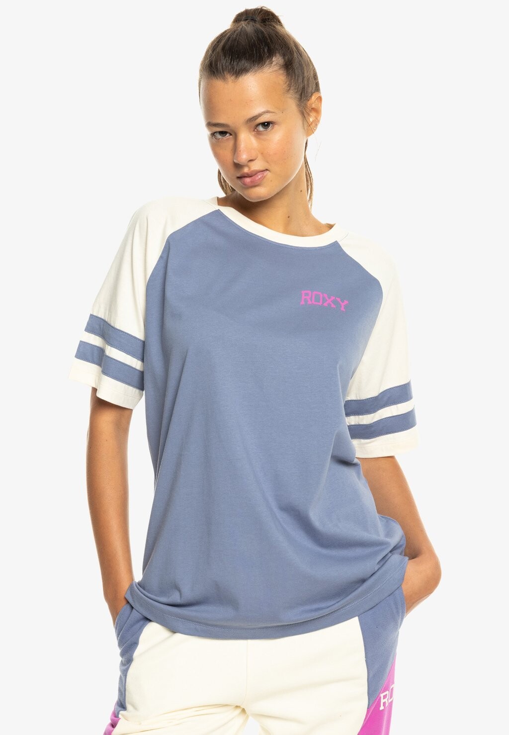 

Принт на футболке Roxy, сине-серый