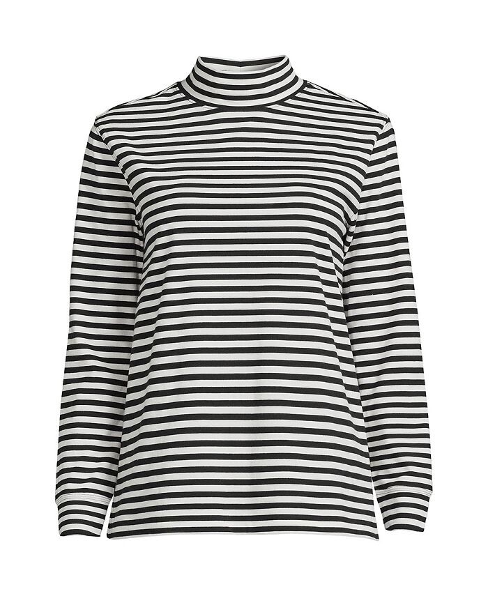 

Женская футболка Super T с длинными рукавами Lands' End, цвет Black even stripe