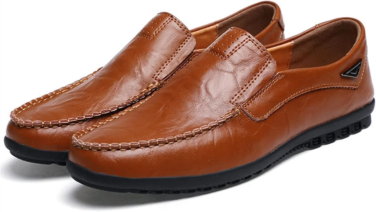 Лоферы из натуральной кожи, Mens, Loafers Genuine Leather Stitching Details Breathable Comfortable Resistant Flat Heel Fashion Wedding Slip On, красный/коричневый