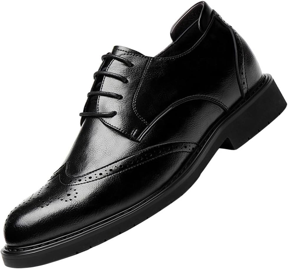 

Мужские кожаные оксфорды Броги с вентиляцией, увеличивающие рост, для ходьбы и офиса Ygceeia, 2.35inchs(6cms)