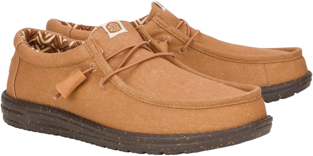 Мужские лоферы HEYDUDE Wally Stretch из текстиля, Удобная легкая обувь без шнурков для мужчин, Для повседневной носки, прогулок и путешествий, Nut — фото 2