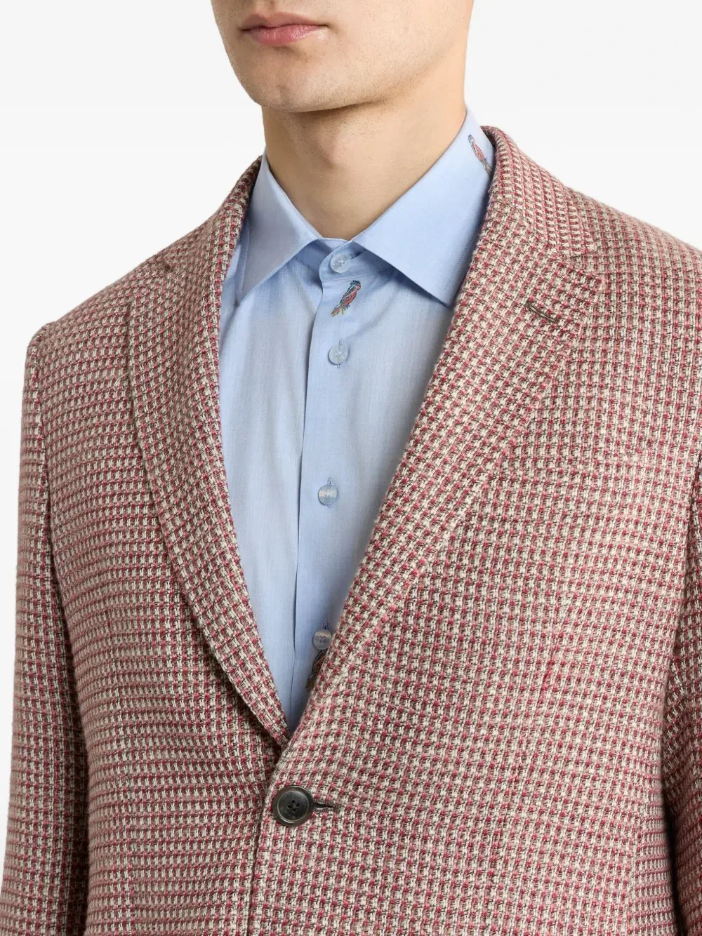Однобортный твидовый пиджак Etro, красный — фото 4
