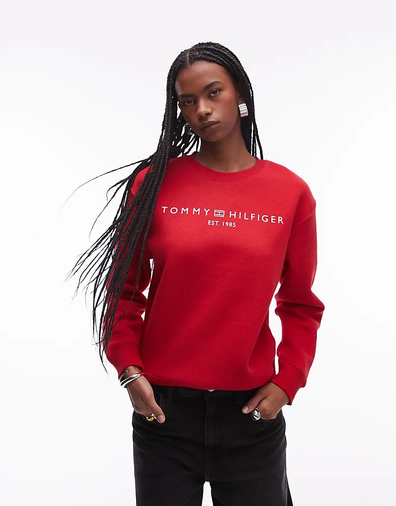 

Флисовая толстовка с круглым вырезом красного цвета Tommy Hilfiger