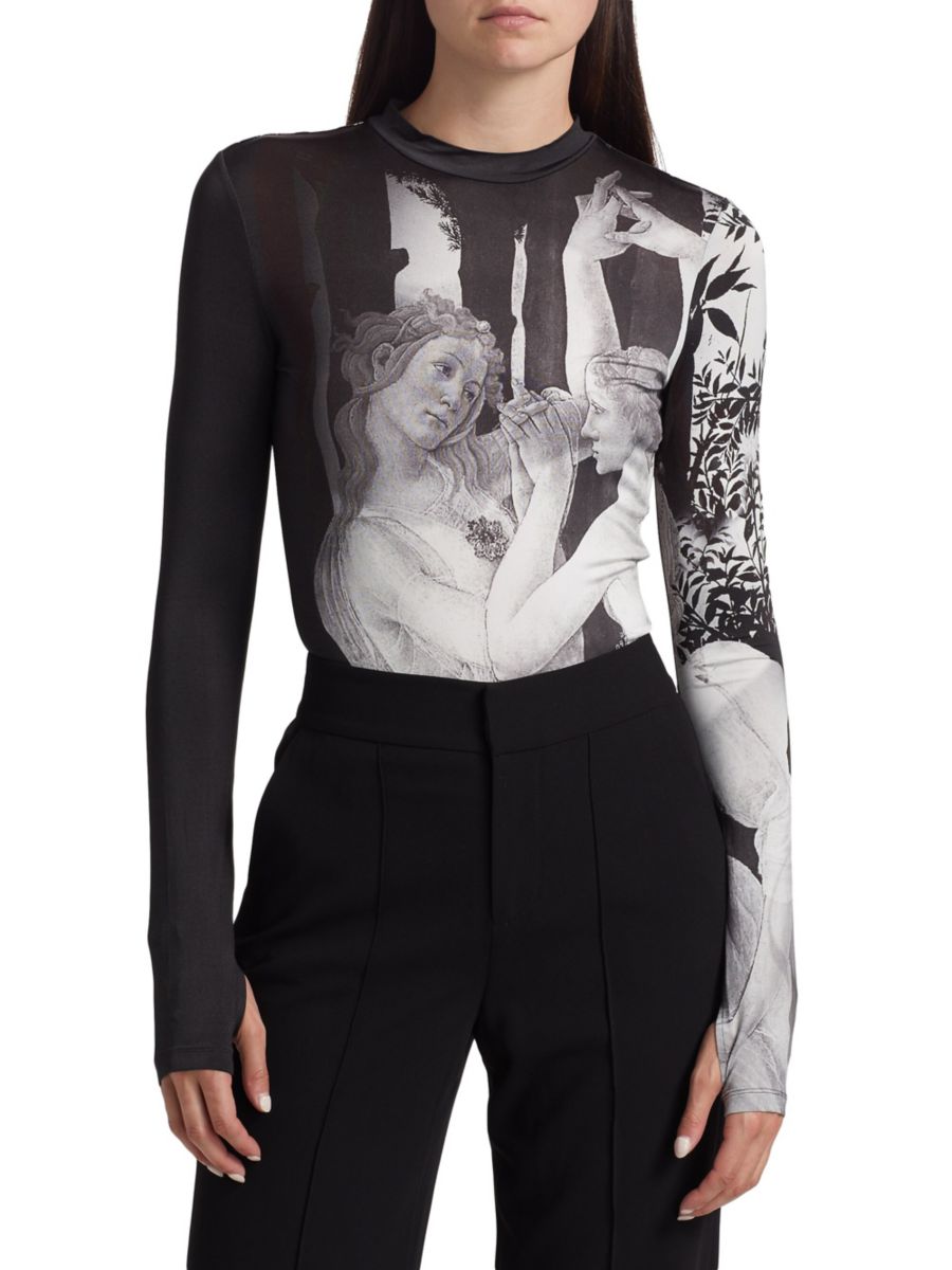 

Топ с воротником-стойкой Delaina Graphic Alice + Olivia, цвет Renaissance Fresco