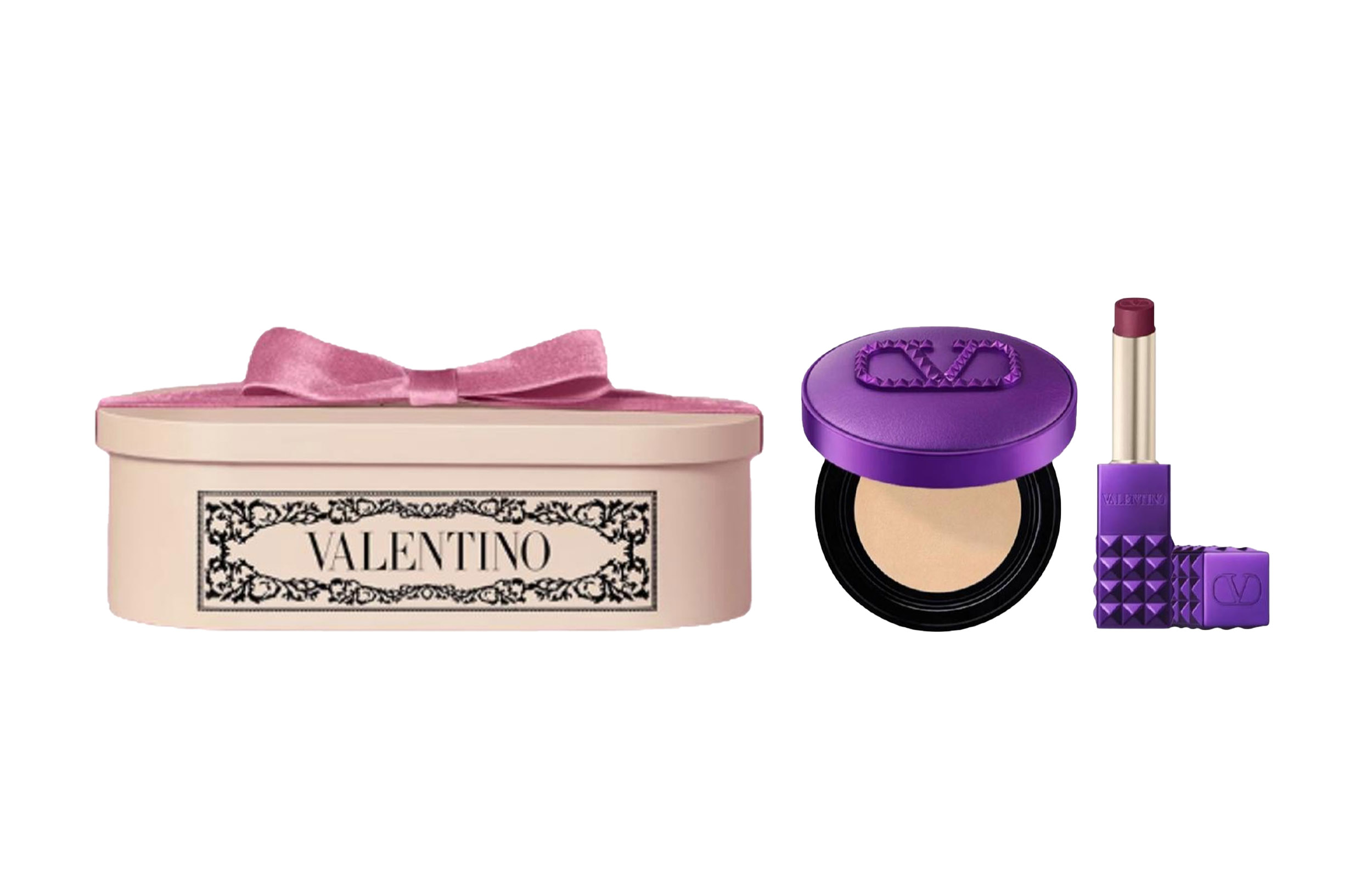 Valentino Wilderness Purple помада-воздушная подушечка набор для макияжа легко растушевывается натуральный — фото 4