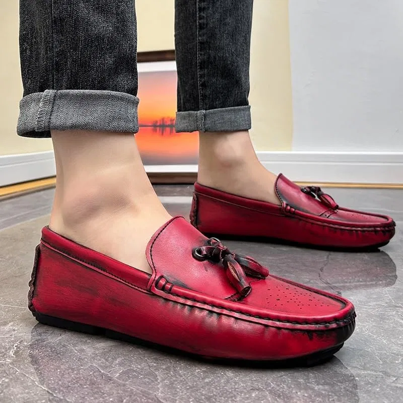 Лоферы с кисточкой, кожаные, Mens Loafers, Red SayfuR — фото 4