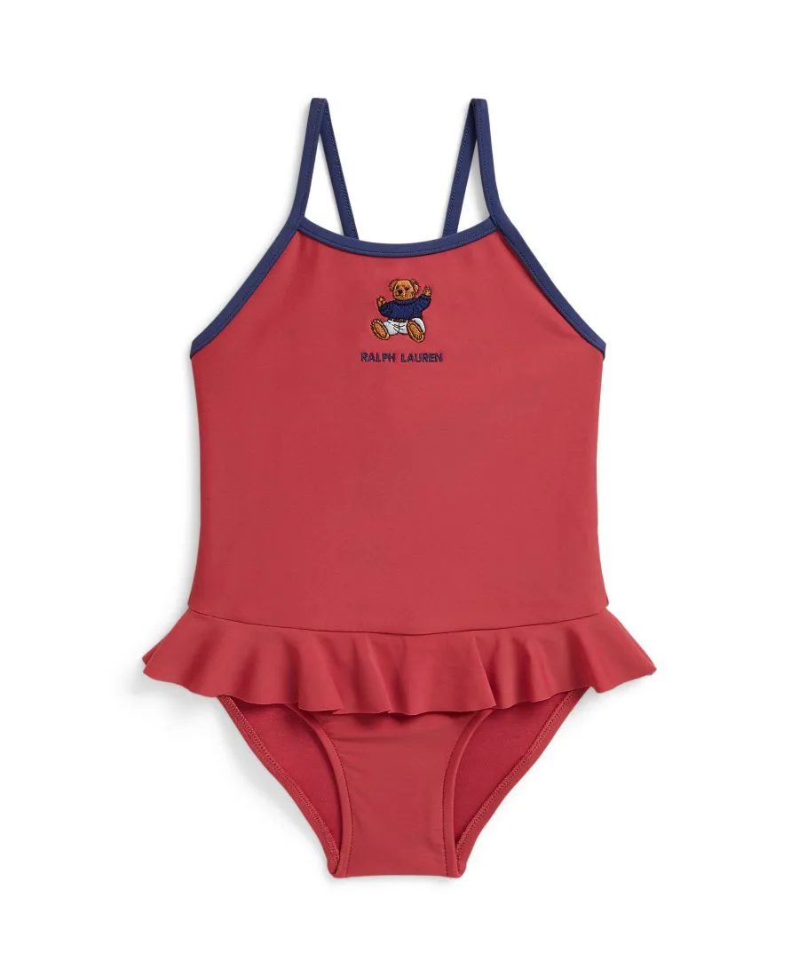 Детский слитный купальник Polo Bear для девочек Polo Ralph Lauren, nantucket красный мультиколор