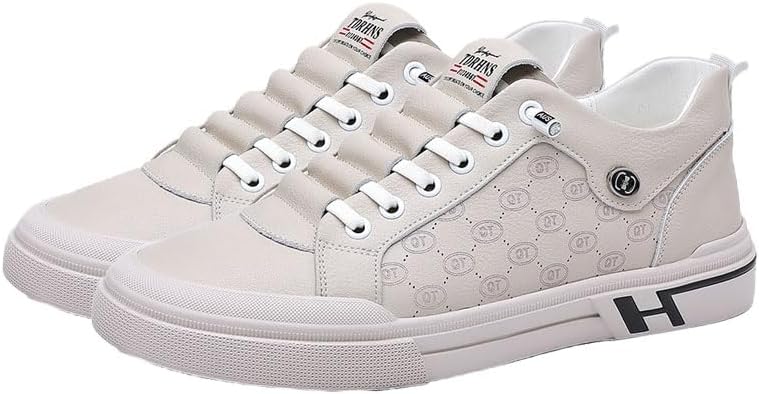 

Мужские модные кроссовки из кожи, повседневная обувь, спортивные туфли Оксфорд, белые/хаки Odipon