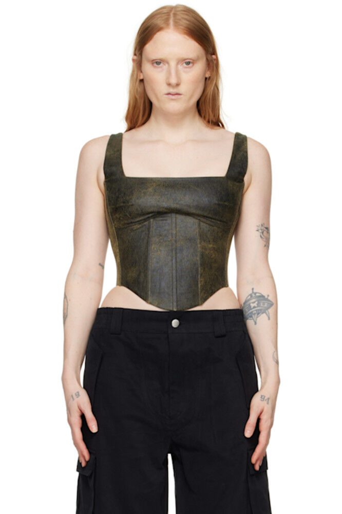 

Эксклюзивная коричневая майка из искусственной кожи от SSENSE MISBHV