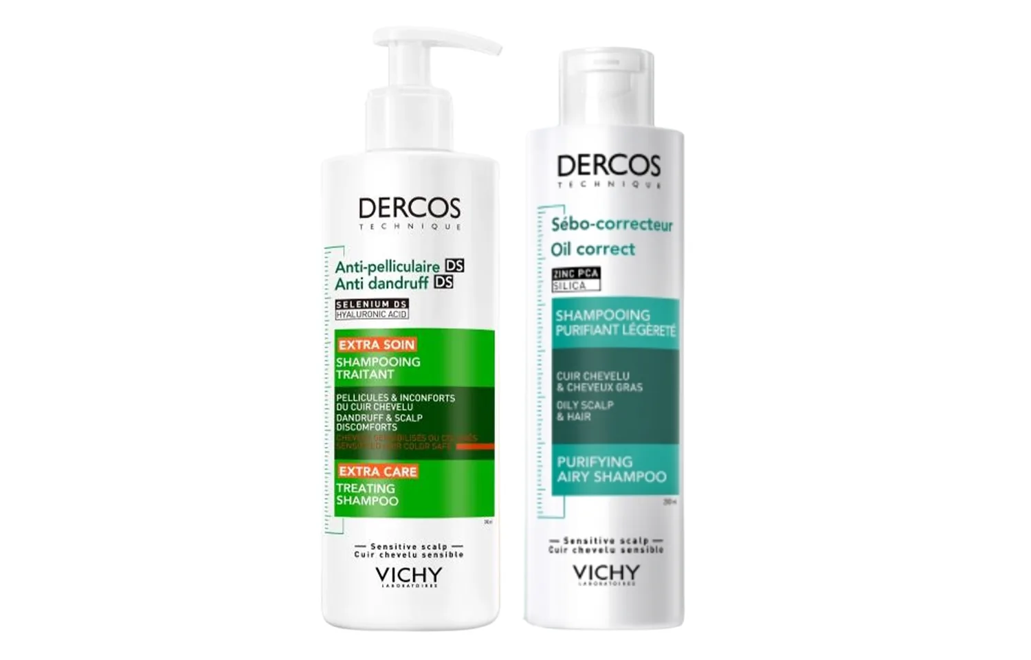 Vichy Шампунь для объема и очищения с мятой 50 мл + 200 мл + 200 мл, Two-Piece Set: Green Logo Hydrating Edition Shampoo 390ml+Oil-Removing Shampoo 200ml
