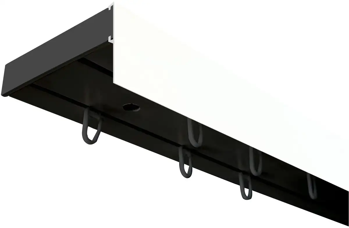 

SN DECO GROUP Карниз для штор "Карниз SH с крышкой", 2 направляющие, фиксированный размер 400 см, черно-белый