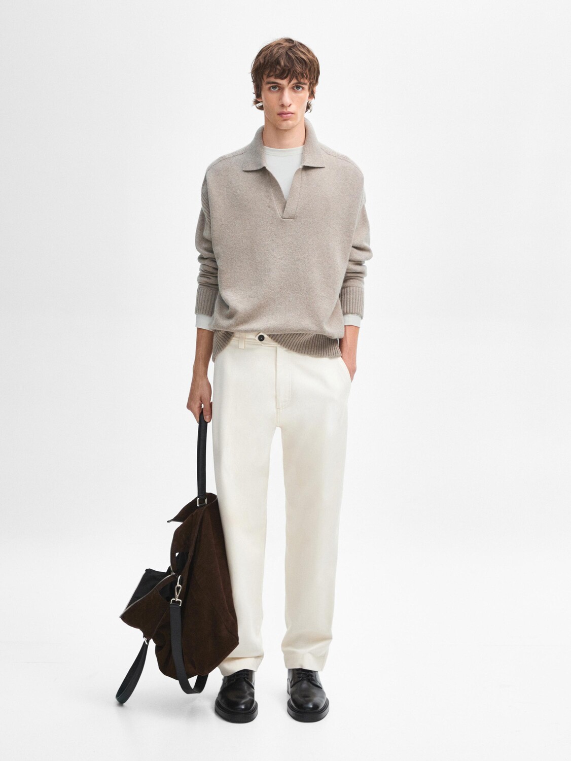 

Свитер с воротником-поло из 100% кашемира Massimo Dutti, серо-коричневый, Серый, Свитер с воротником-поло из 100% кашемира Massimo Dutti, серо-коричневый