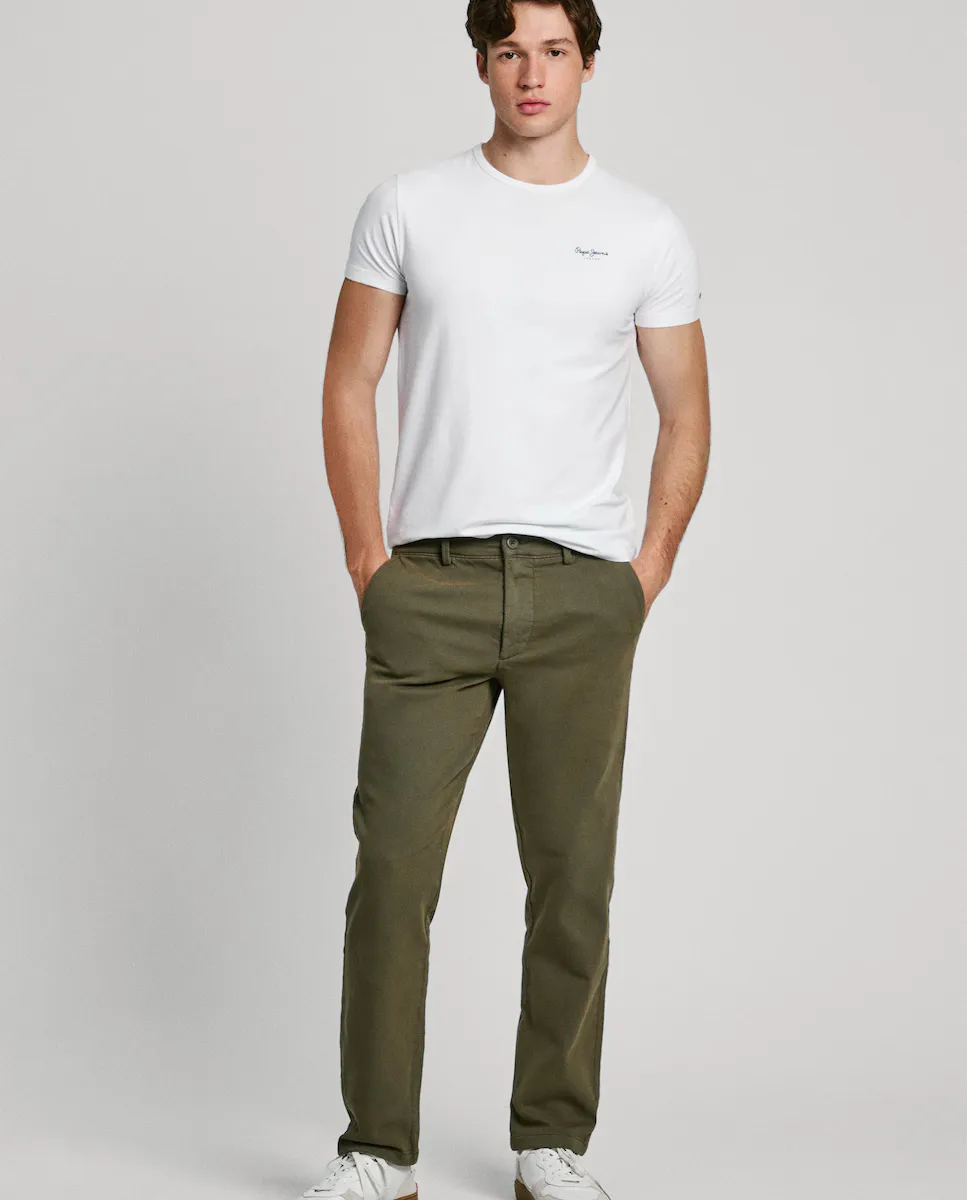 

Мужские чиносы узкого кроя, окрашенные в готовом виде Pepe Jeans, темно-зеленый