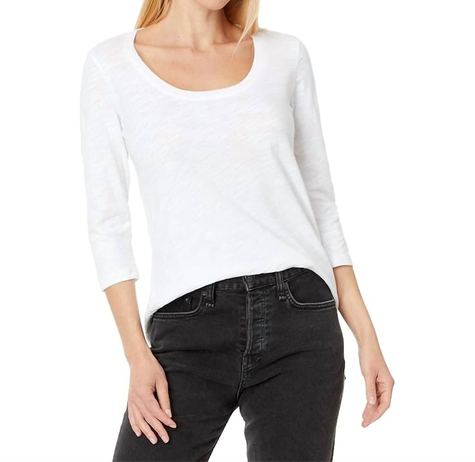 

Футболка с U-образным вырезом и рукавом 1/4, белая Mod-O-Doc, белый