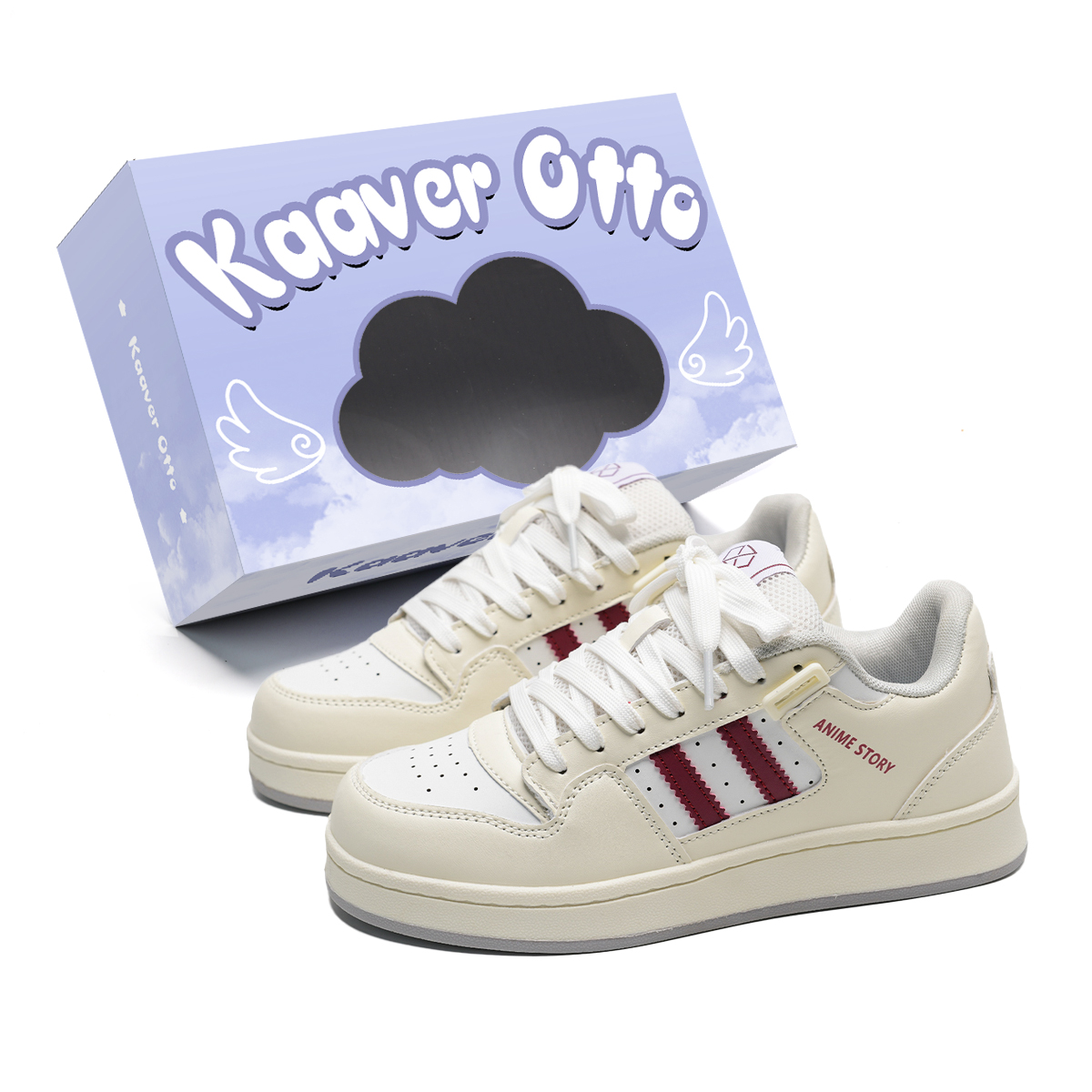 

KAAVER OTTO Высокие скейтерские кроссовки унисекс бежево-бордовые, цвет Beige Burgundy Color (Low-Top)
