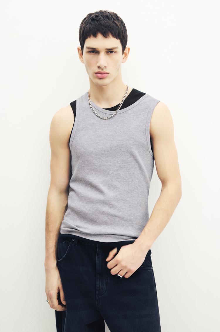 

Ребристая майка Pull And Bear, белый