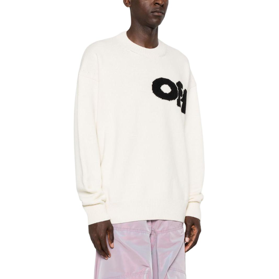 Свитер с интарсией логотипа OFF-WHITE, бежевый — фото 4