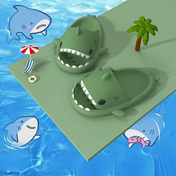 Тапочки Roscylco Shark Cloud, милые шлепанцы с акулой для женщин и мужчин, летние тапочки-сандалии для мальчиков и девочек, спа-платформа, нескользящие пляжные сандалии с открытым носком, душевые тапочки для пары Rosyclo, темно-зеленый — фото 4