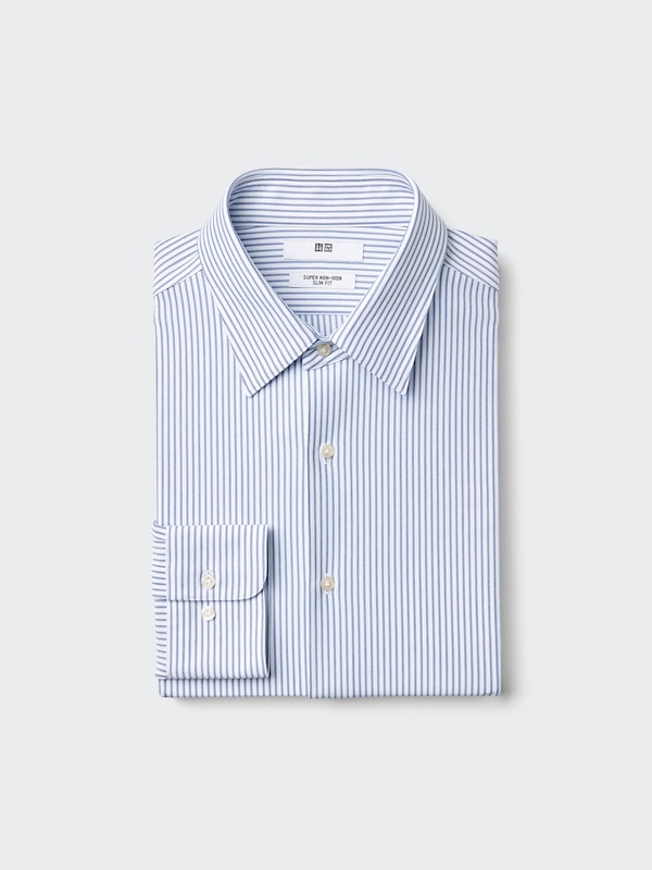 

Рубашка джерси slim fit non-iron (в полоску) Uniqlo, 66 blue