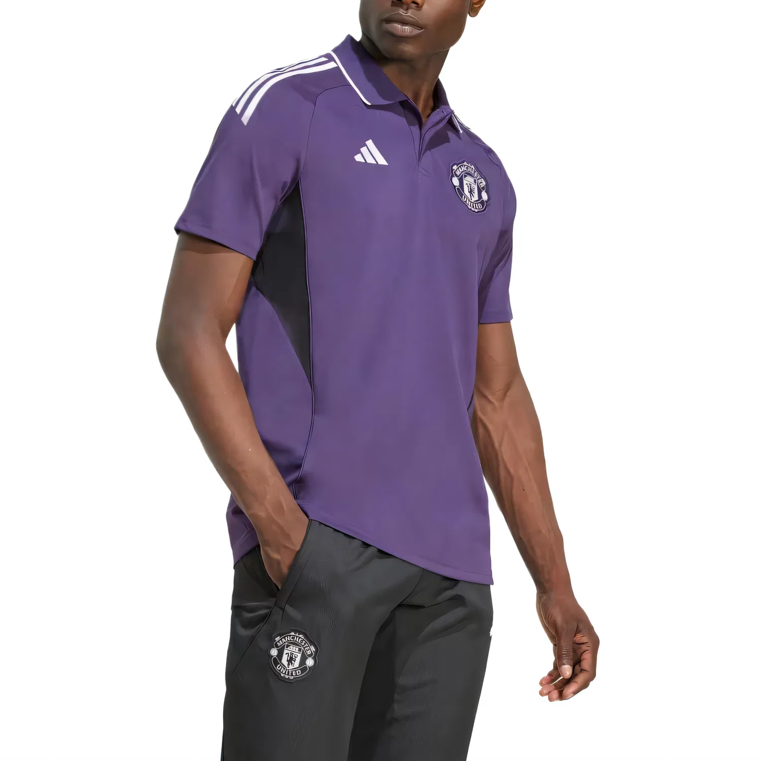 Футбольное поло Manchester United Tiro 25 Competition с бесплатной доставкой для участников AdiClub Adidas, Aurora Plum/Black/White — фото 4