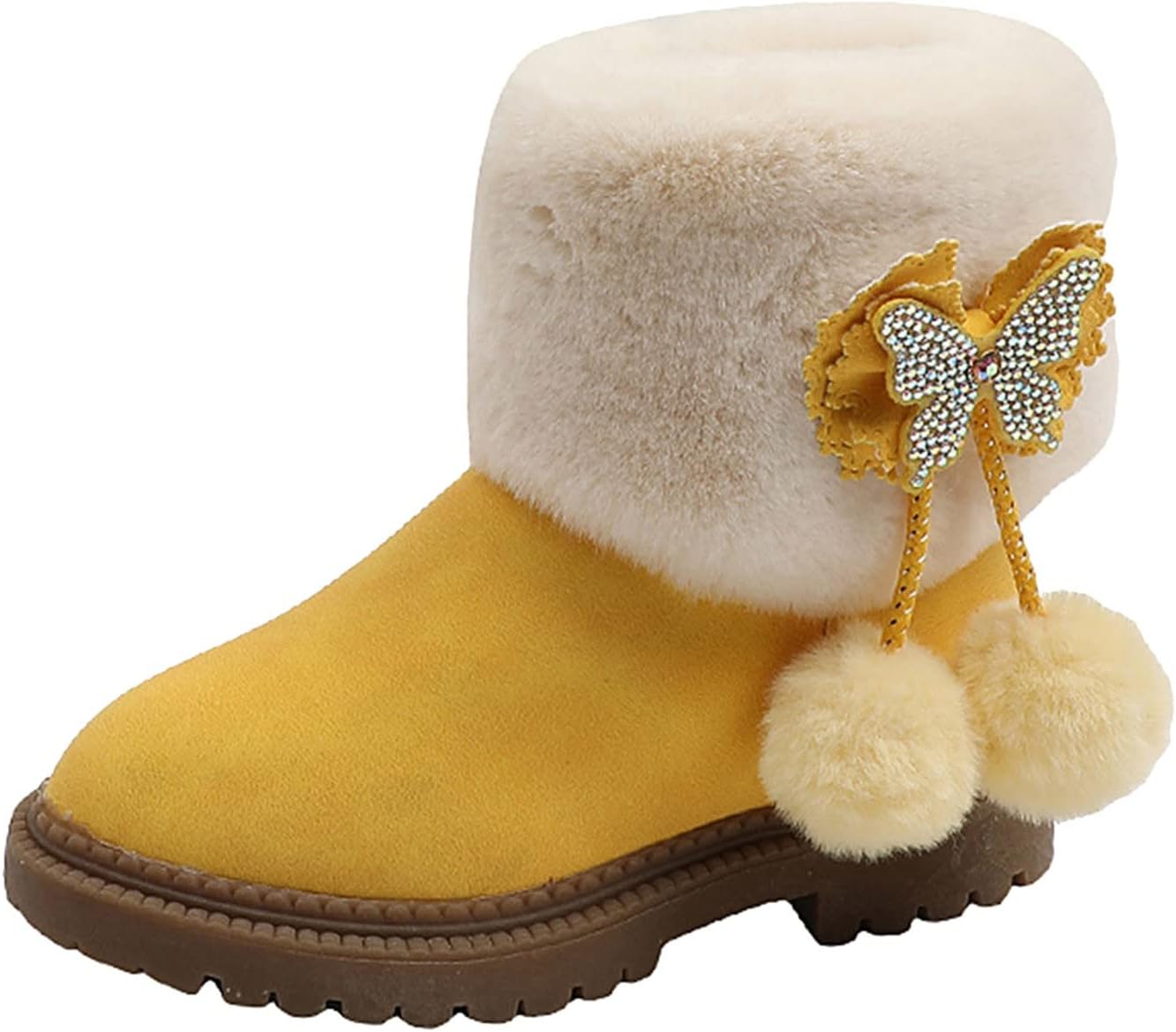 

Generic Детские ботинки для девочек, ботильоны на молнии сбоку, модные ботинки для подростков для малышей, короткие замшевые ботинки с низким каблуком (Желтые, 15-18 месяцев)