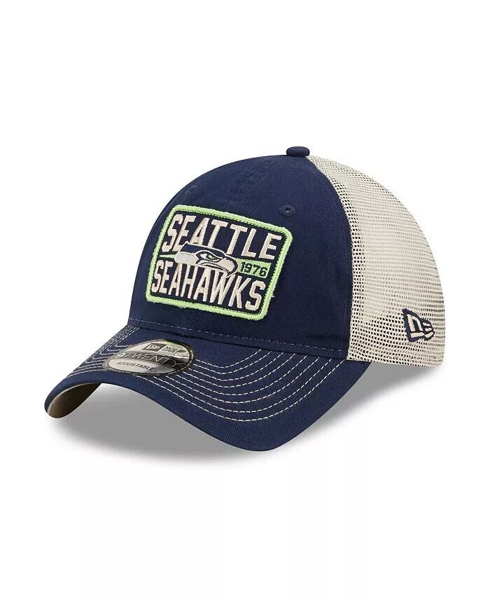 

Мужская бейсболка-кепка Blue, Natural Seattle Seahawks Devoted Trucker 9TWENTY Snapback New Era
