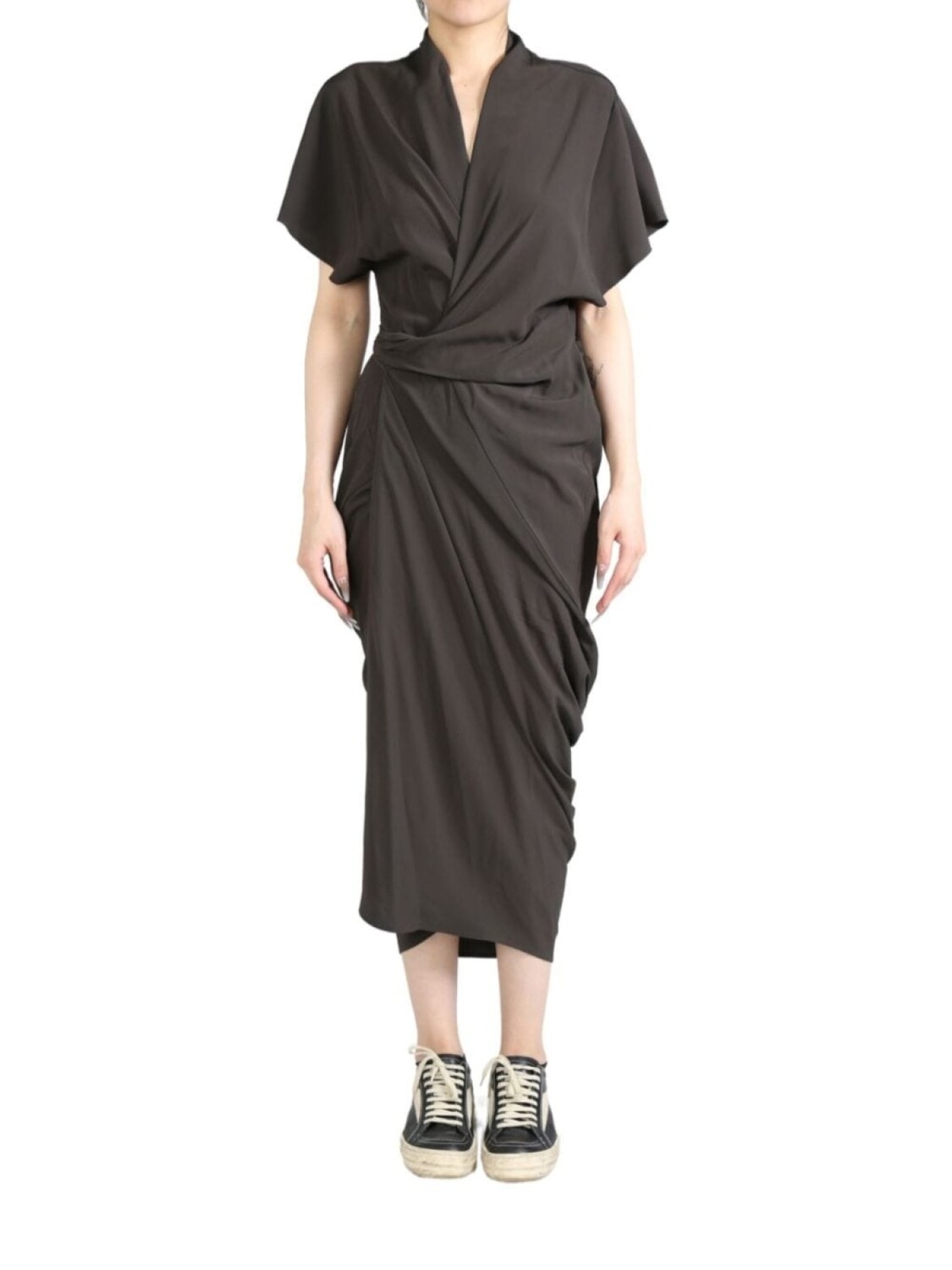 

Rick Owens платье миди с запахом, коричневый