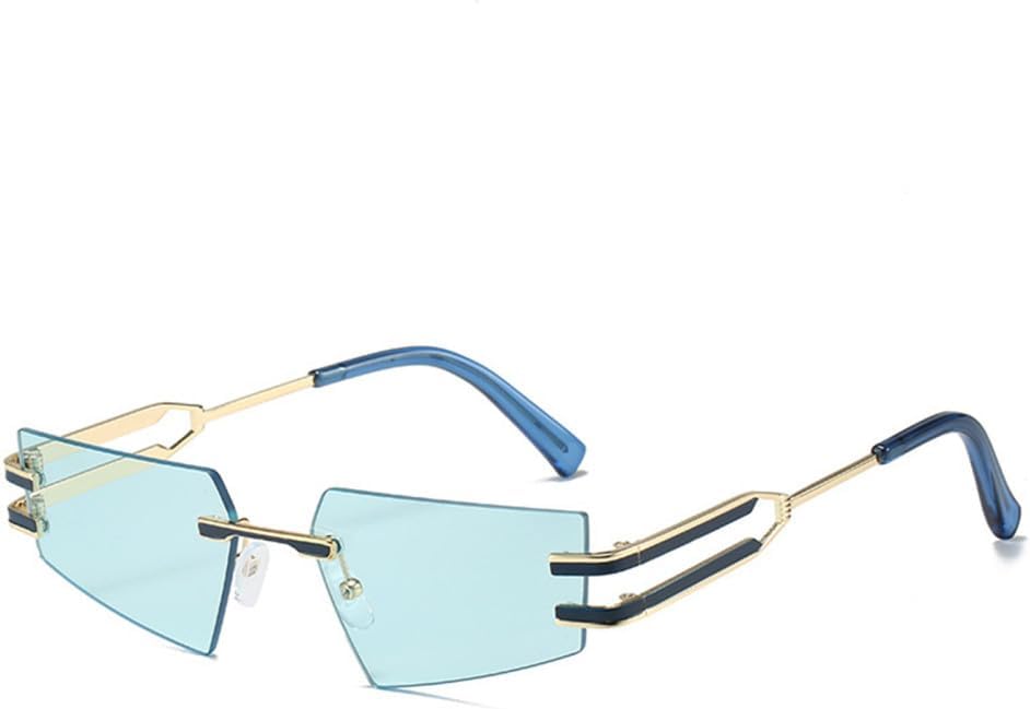 

Ретро солнцезащитные очки без оправы для женщин и мужчин в стиле панк с металлическим покрытием, женские очки без оправы с защитой от УФ-излучения UV400 LANGSER, C4gold-green