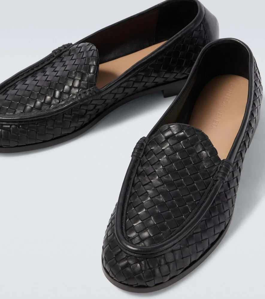 Кожаные лоферы Silenzio Intrecciato Bottega Veneta, черный — фото 3
