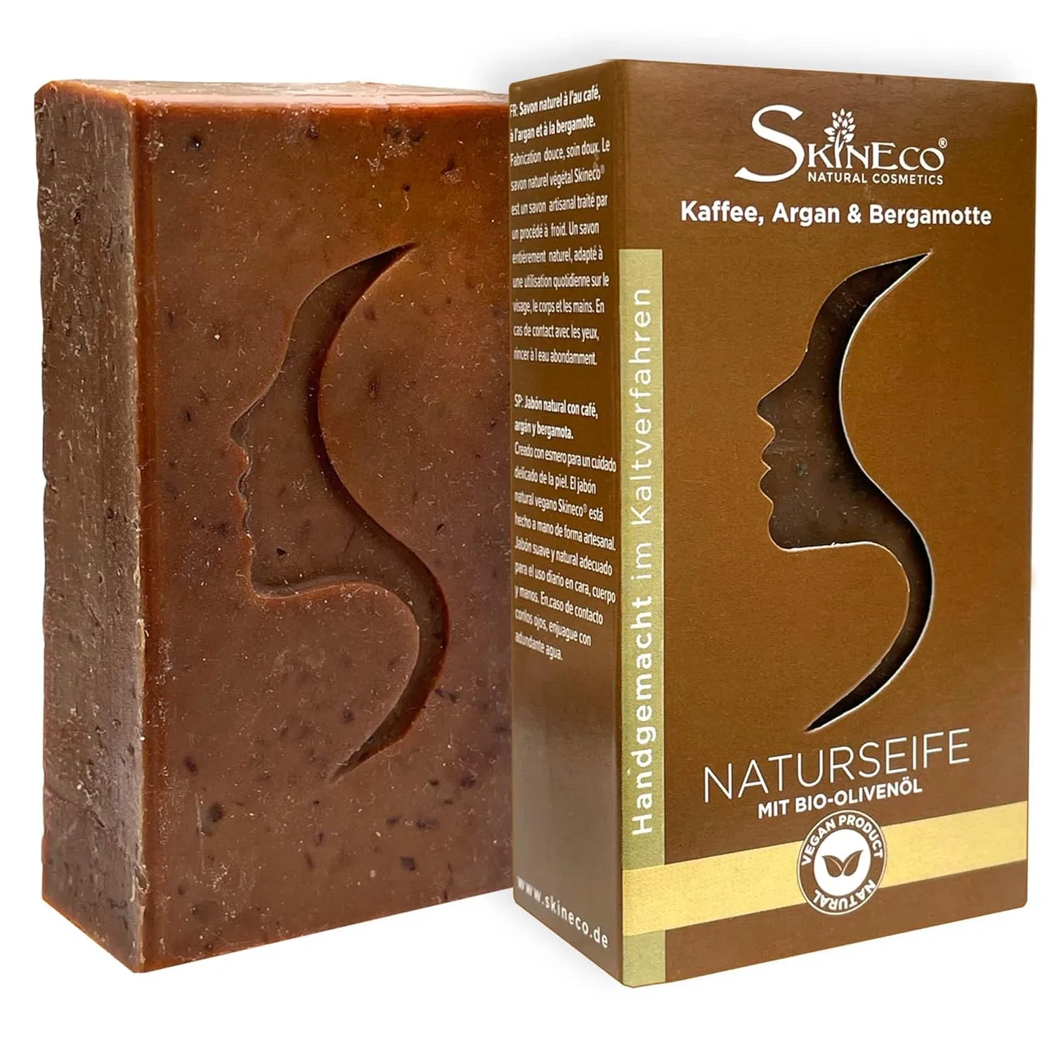 Натуральное кофейное мыло Skineco с аргановым маслом и бергамотом Skineco