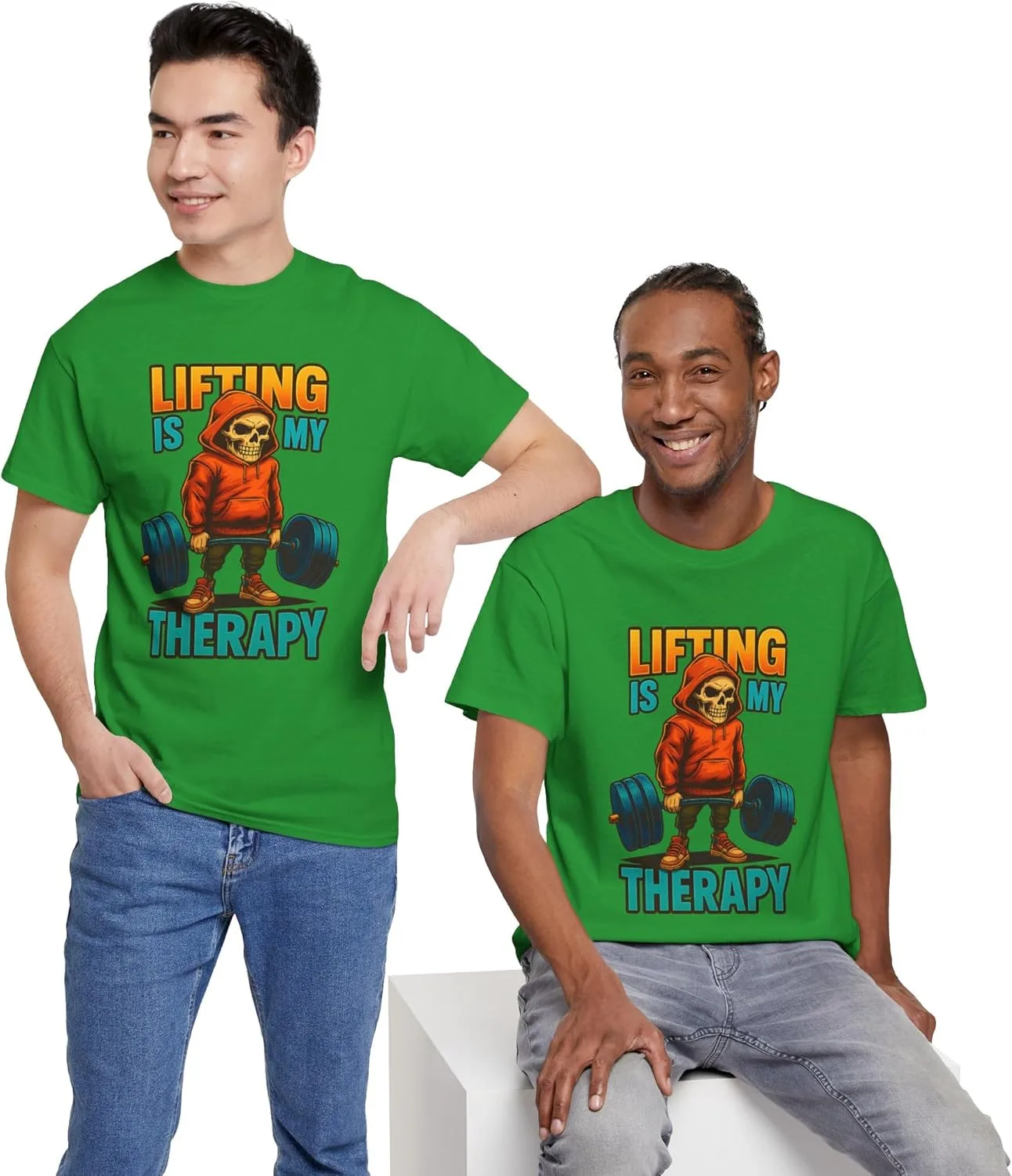 Футболка Unisex Lifting is My Therapy, спортивная майка, одежда для тренажерного зала, фитнес, повседневная одежда, для тяжелоатлетов, пауэрлифтеров, завсегдатаев спортзала GENERIC, зеленый — фото 4