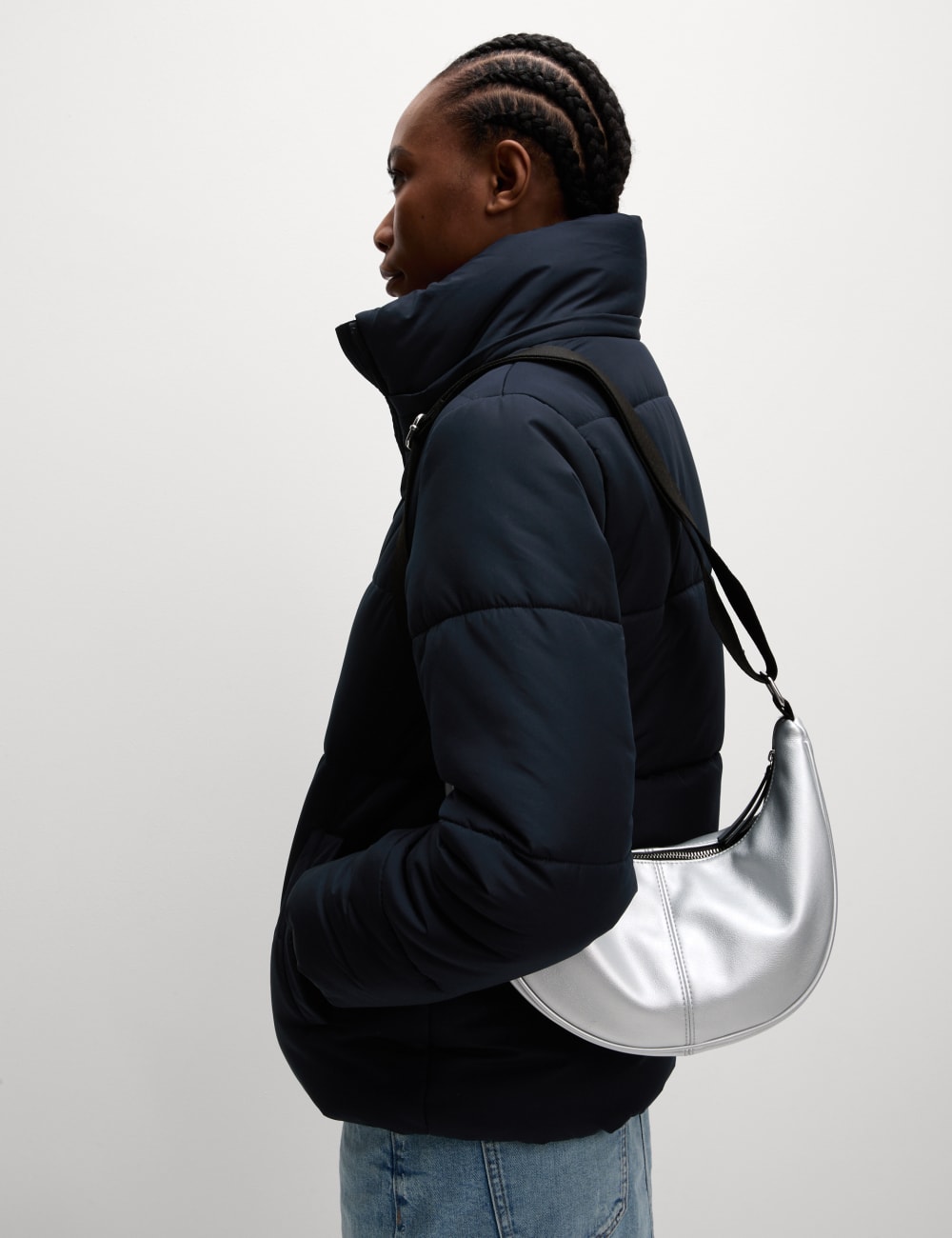 

Термоутепленная стеганая куртка с капюшоном Marks & Spencer, темно-синий