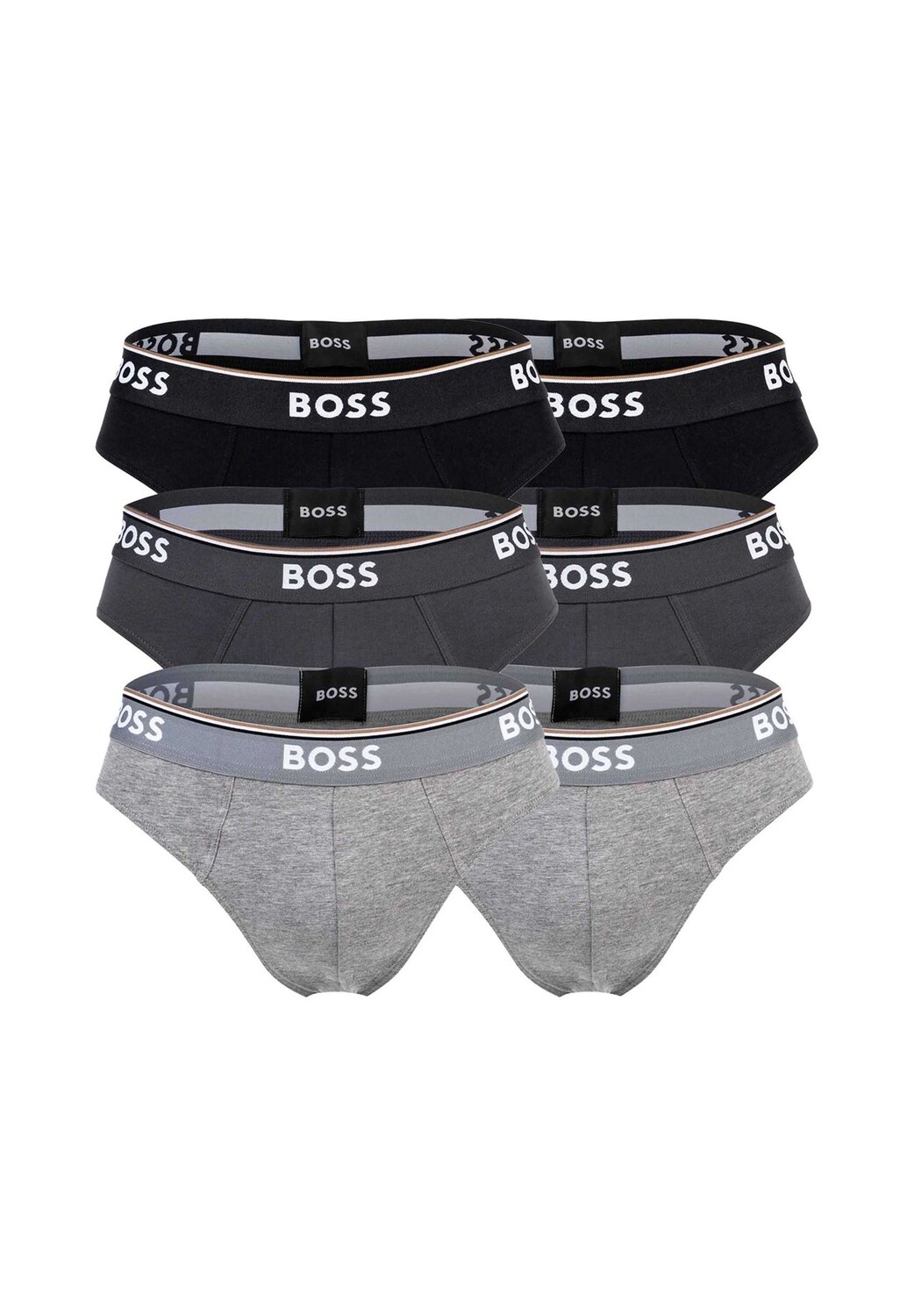 

Трусы мужские, 6 шт. в упаковке - Трусы 6P Power, хлопок стрейч, логотип, однотонный BOSS, серый