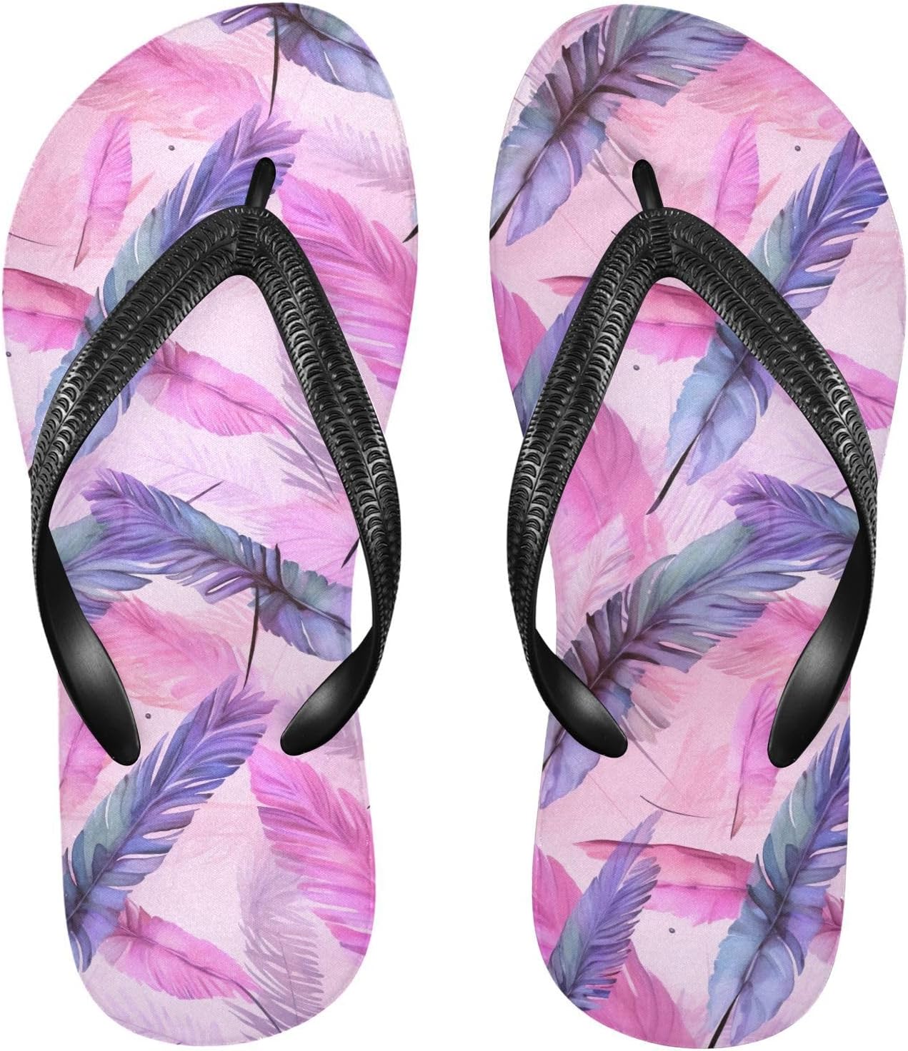 

SPRIPORT синие и розовые перья, тонкие шлепанцы для женщин и мужчин, удобные повседневные вьетнамки с амортизирующей подошвой, нескользящая резиновая подошва, сандалии для прогулок, пляжа и лета